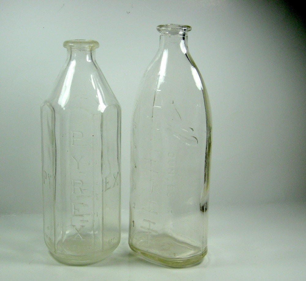 1940s Vintage Glass Baby Bottle Pyrex with by GrannysThimble