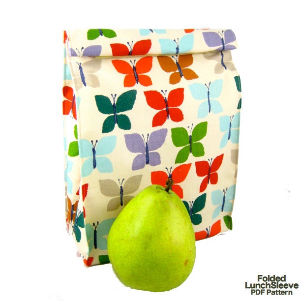 Folded LunchSleeve (Instant Download) PDF Pattern- aGreenSleeve- Lunch Bag, Lunch Sack, Reusable Sack, Rolled Top, Brown Bag