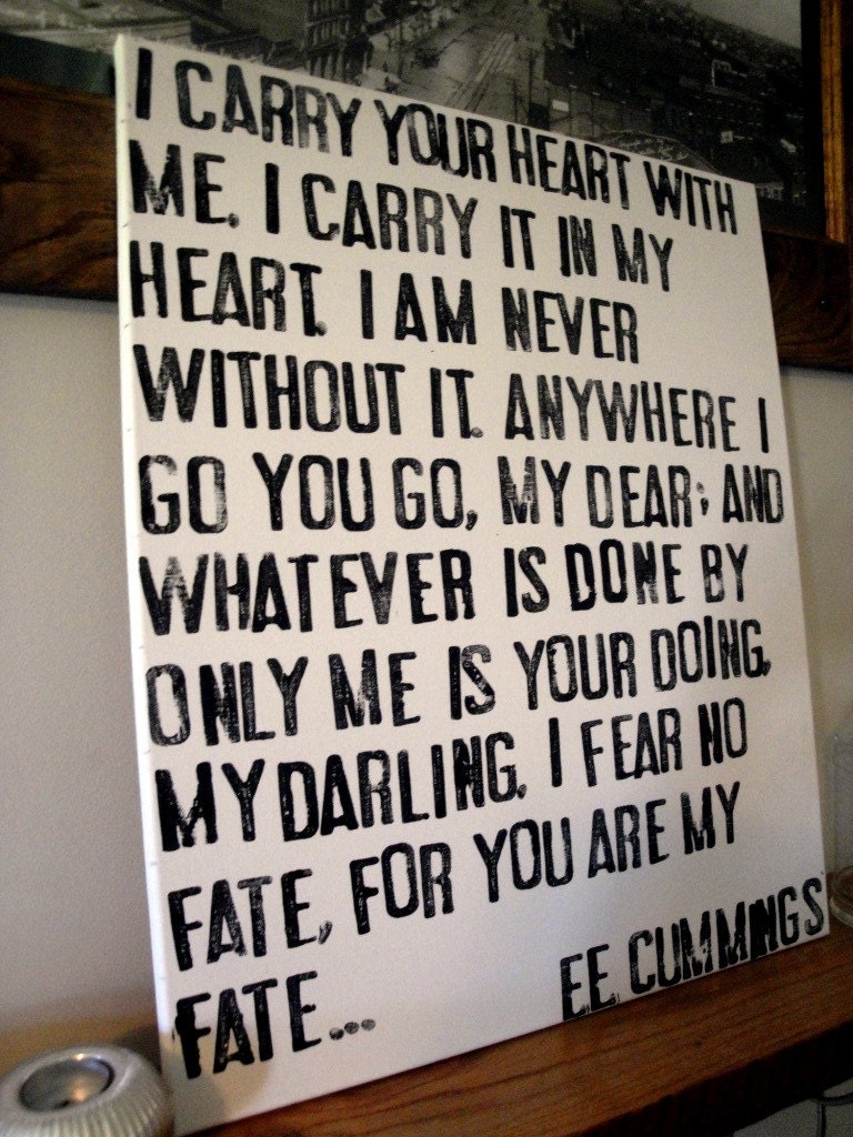 I Carry Your Heart - E.E. Cummings Poem on Canvas