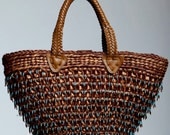 upcycled brown raffia market Tote shopper bag