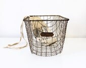 Vintage Wavy Wire Basket With Brass Number Tag