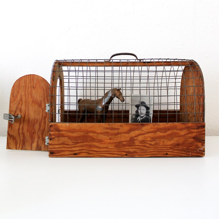 Vintage Wooden Animal Cage / Carrier
