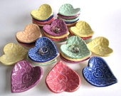 20 Wedding favors,  bridal shower, Heart Ring dish, birthday party favors, ceramic pottery