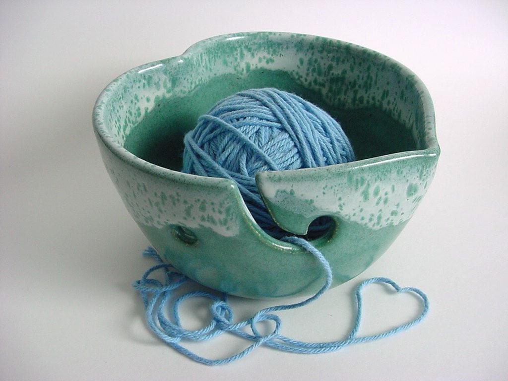 Heart Yarn bowl Handmade Stoneware Pottery IN Stock (434c)