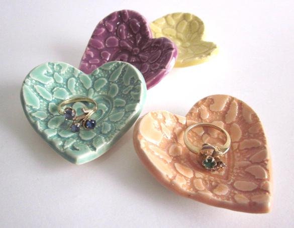 4 Ring holder, Ring dish, Birthday and bridal shower favors, (c) handmade ceramic pottery