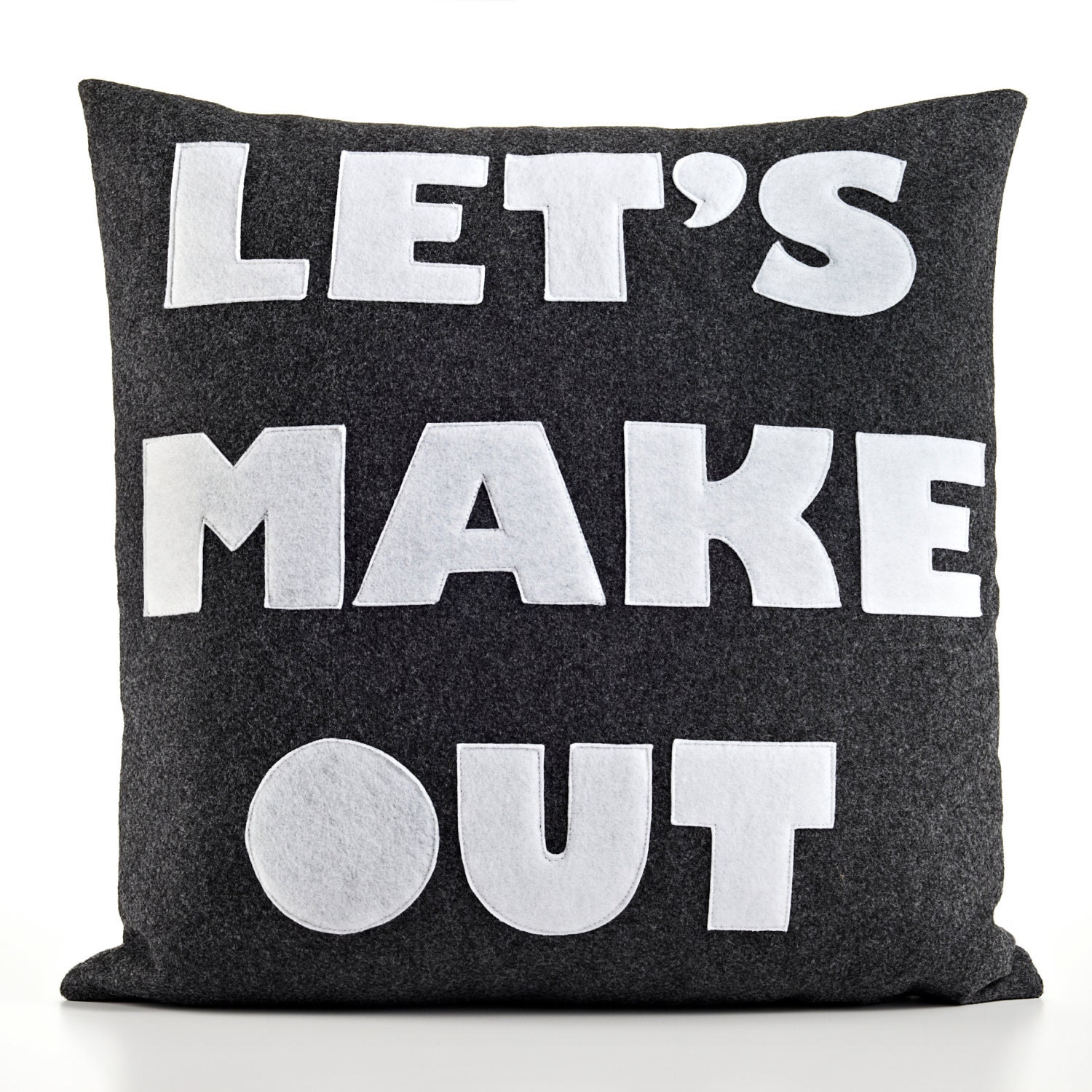 LET'S MAKE OUT - recycled felt applique pillow 22in - more colors available
