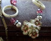 Antique Flower Perfume Pin Assemblage Necklace