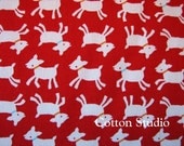 Goat Farm Animal Japanese Fabric Red Fat Quarter