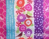 Echino Bird and Flower Fabric By the Yard Magenta Purple Etsuko Furuya
