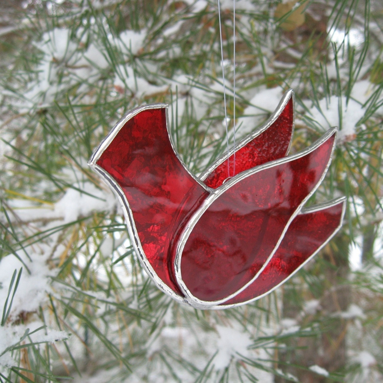 Cardinal Stained Glass Ornament