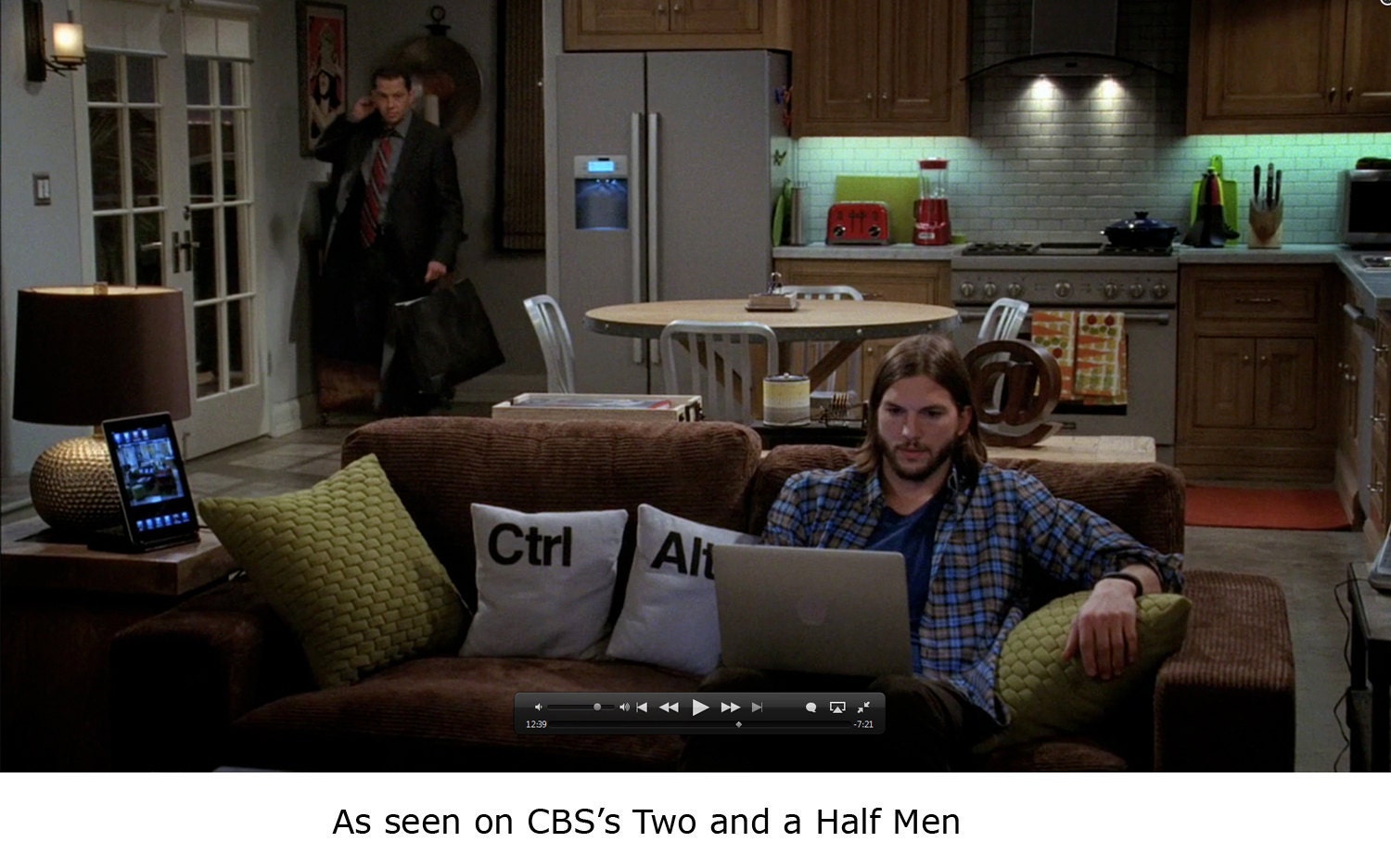 Ctrl - Alt - Del Three Pillow Set- COVERS ONLY As seen on CBS "Two and a Half Men"
