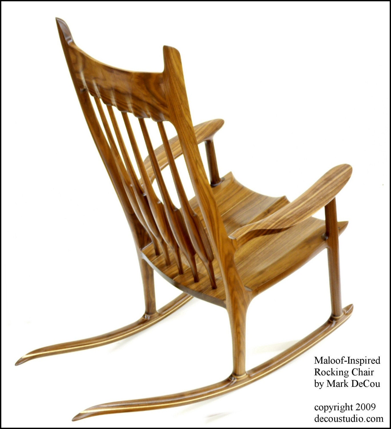 COMMISSION CUSTOM ORDER Handmade Rocking Chair Black Walnut Sam Maloof Inspired Modern Contemporary Rocker