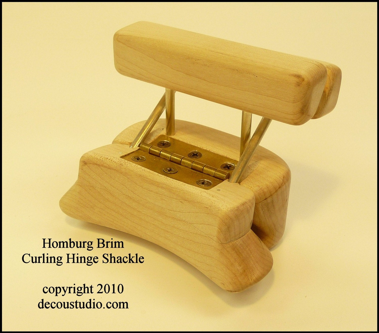 Hat Making Tool, Homburg Brim, Hinged Brim Curling Shackle, with hinged Moving Shackle, Hamburg