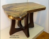 COMMISSION CUSTOM ORDER, Nakashima Inspired Modern Contemporary End Side Table Furniture Extraordinary Figured Spalted Sycamore and Walnut