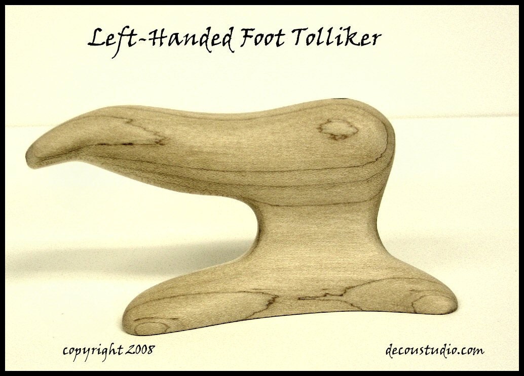 Foot Tolliker, New Hat Making Millinery Tool Creasing the Brim to Crown Shaping, LEFT Handed, Hardrock Maple Wood