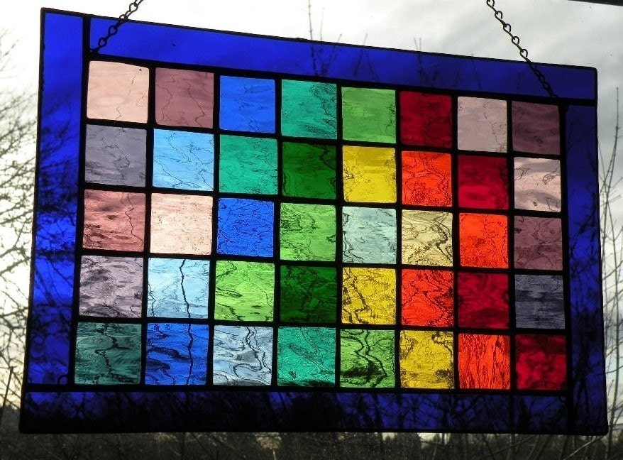 Rainbow Stained glass window panel rectangular multi-colored spectrum