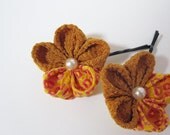 Mustard Shibori Bobby Pins Tsumami Kanzashi Sale