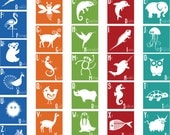Animal ABC Squares wall vinyl decals Art Graphics Stickers