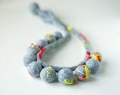 Embroidered felt necklace - modern tribal necklace