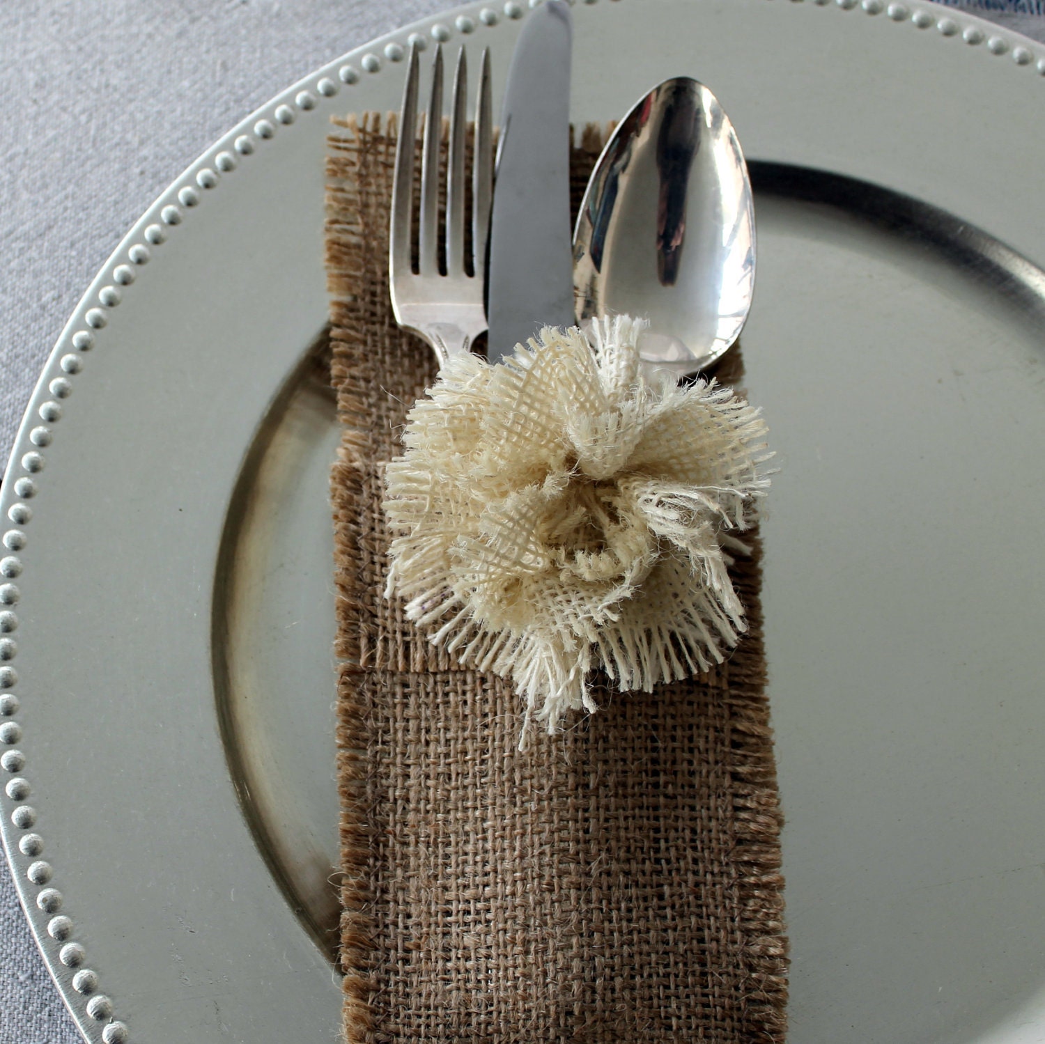 Burlap Silverware Holders Set of 4