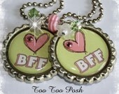 Best Friends Forever Bottle Cap Necklace Set of 2