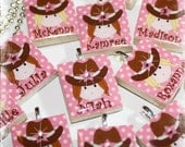Set of 8 PERSONALIZED Cowgirl Scrabble Tile Pendant Necklace Party Favors