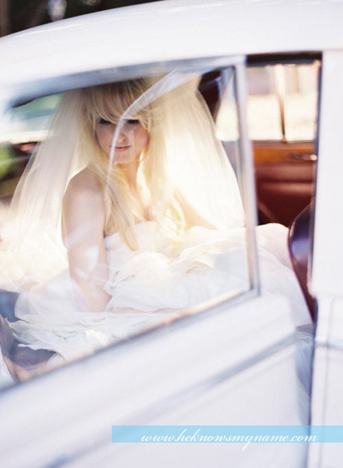 Wedding Bridal Accessories Veil, Double Layered Waistline Veil - blusher veil, clean cut edge, tulle, elbow length