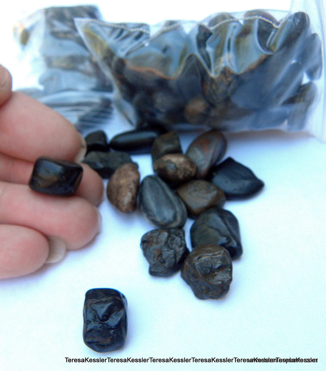 Small Black Polished Stones in assorted sizes 2x3 bag full-Terrarium rocks-Fairy Garden Stones-Wedding Decor stones