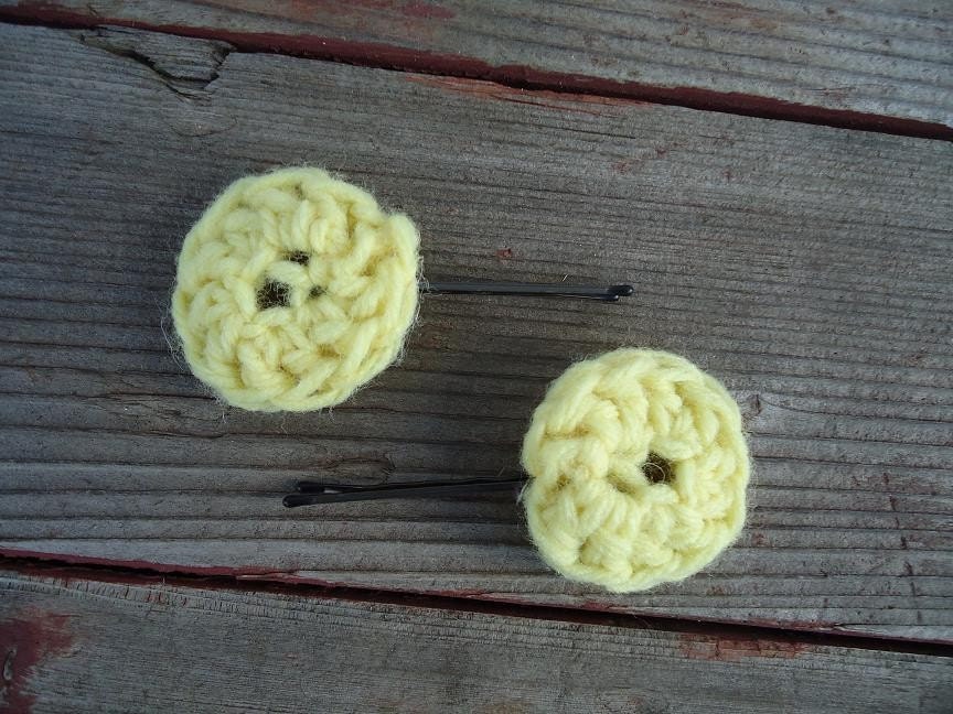 Summer Sale 20% off w/ code "Summer"  Clearing Out Sale Light Yellow Crochet Hair Bobbies