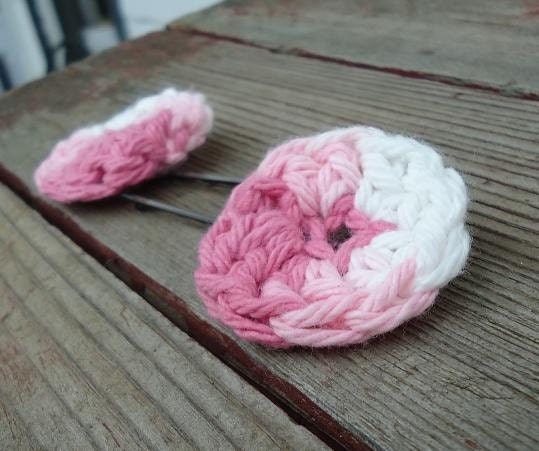 Summer Sale 20% off w/ code "Summer" Clearing Out Sale Pink and White Cotton Crochet Hair Bobbies  Stocking Stuffer