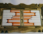 Dual Tile Wooden Optical Art Deco Platter