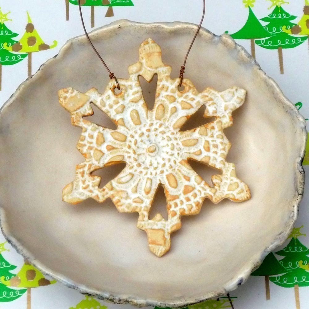 Christmas tree Ornament Rustic handmade Snowflake ornament