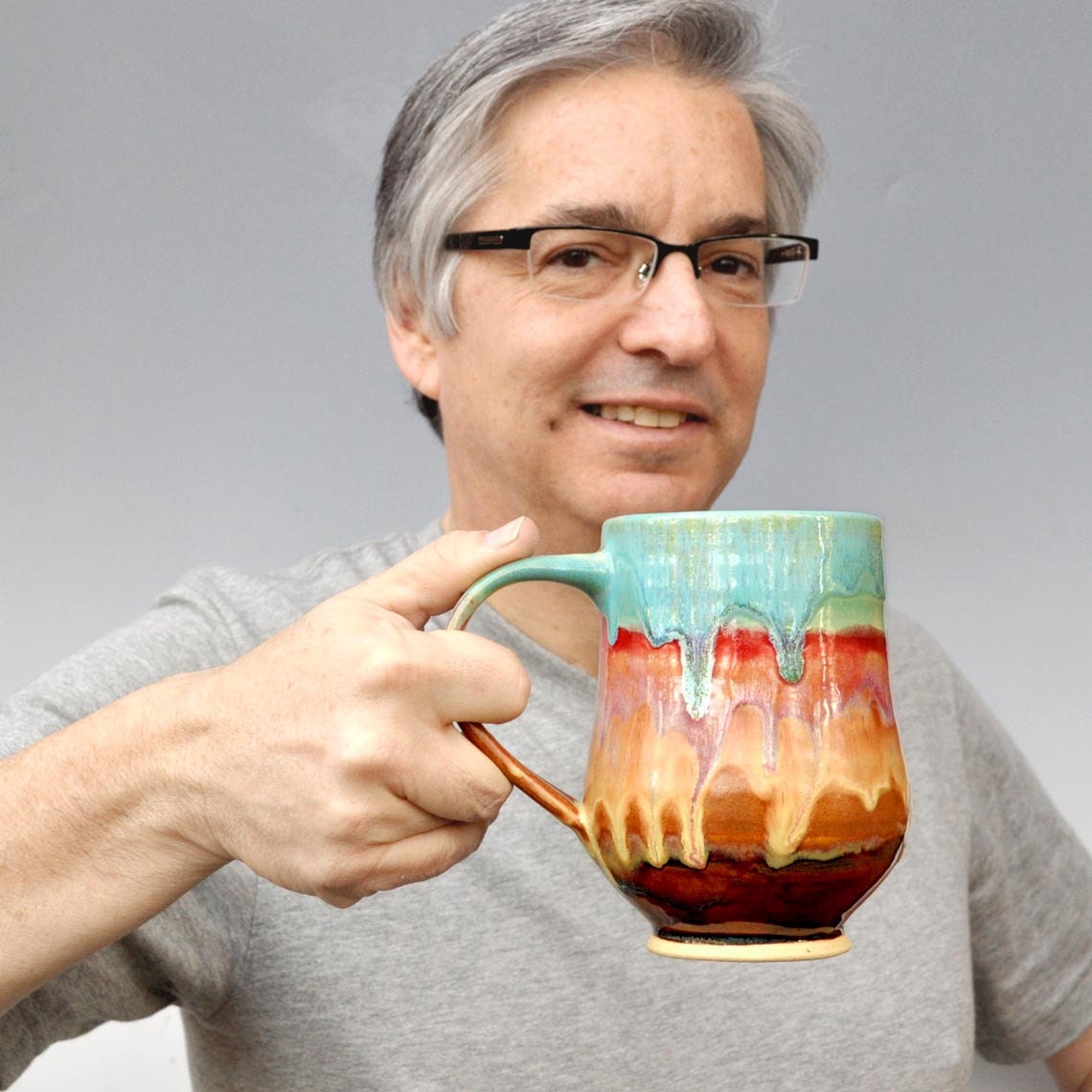 Ceramic Beer Stein coffee mug tea mug wheel thrown stoneware pottery mug Fathers Day Joyful Blaze series