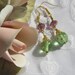 Green Lampwork Dangle Earrings, Gold Plate