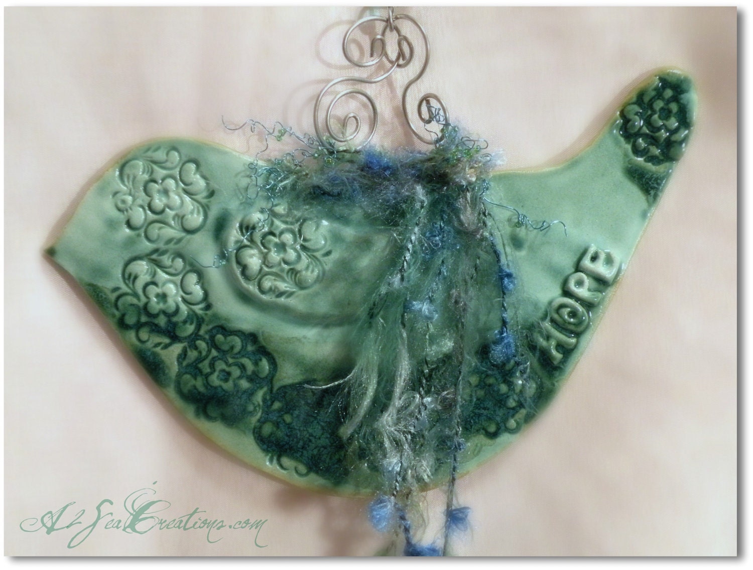 Bird of Hope - Hand-Built Clay Pottery Wall Plaque