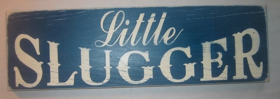 Little Slugger, Sports, Baseball, Boys Bedroom,  Distressed, Sign, Decor