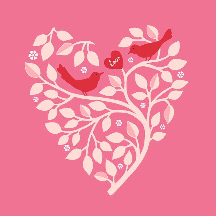 Heart Branch in Pink Art Print