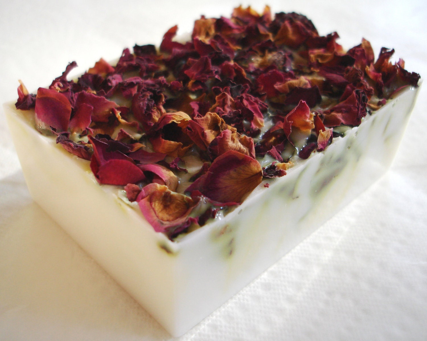 Handmade Soap Shea Butter and Rose Petals One Bar 6.5 oz CREAMY COCONUT Free Shipping
