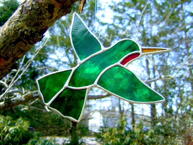 Hummingbird Stained Glass Suncatcher Bird Ruby Easter Mothers Day Valentines Christmas Wedding Birthday Spring Decoration