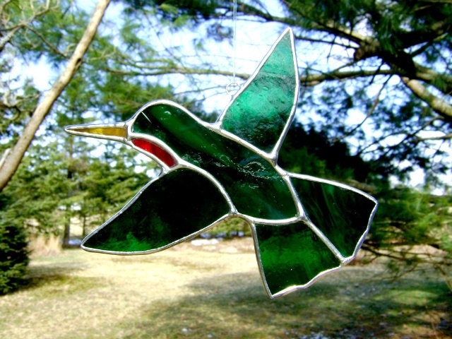 Hummingbird Stained Glass Suncatcher Bird Ruby Easter Mothers Day Valentines Christmas Wedding Birthday Spring Decoration