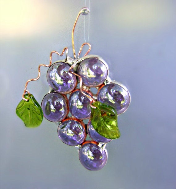 Grapes Purple Wine Stained Glass Suncatcher Easter Valentines Mothers Day Wedding Favor Birthday Housewarming Fathers Birthday Gift