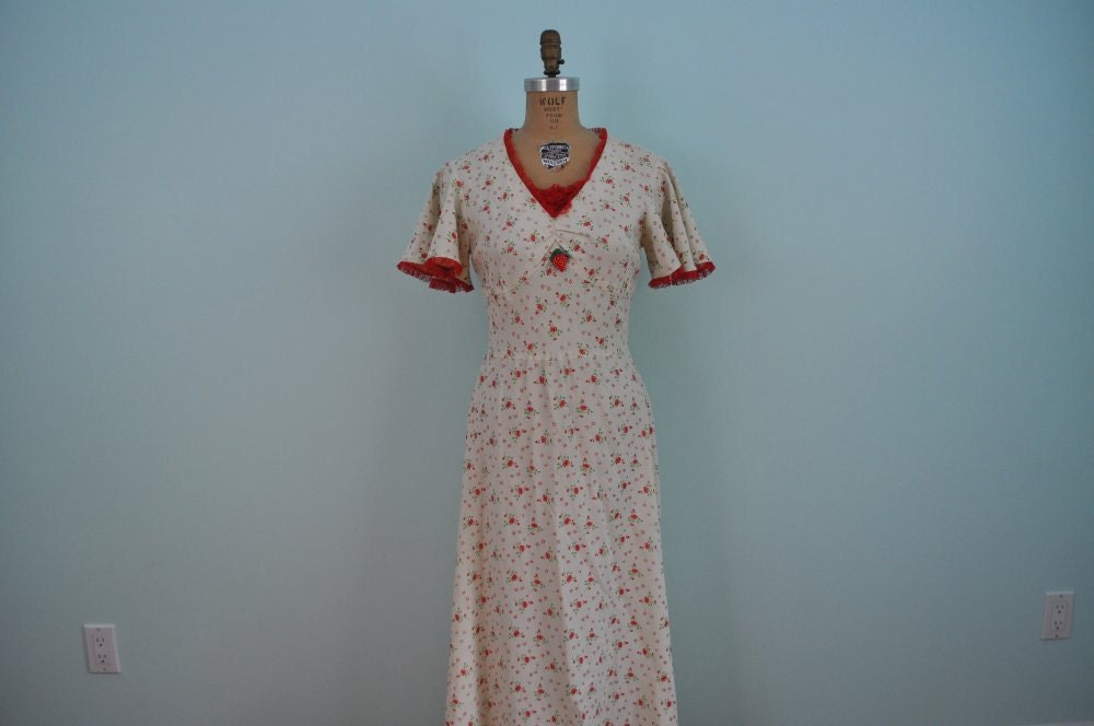 vintage maxi dress 60s floral print S