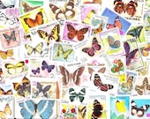 Lot of Mixed Worldwide Butterfly Postage Stamps for Altered Arts Collage Destash