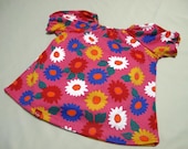 SALE Toddler Girls peasant tunic - Retro flowers with puff sleeve -  sz 18-24mths (86/92 cl)