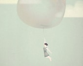Bubble Girl Romantic Delicate Whimsical - Follow your dreams Print 8 x 11.5 - teconlene