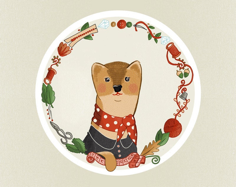 Dressmaker weasel designer couturier Home Decor - Print 8 x 11.5