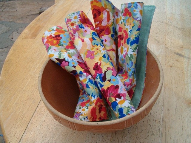 Colorful Floral Cotton Napkins - Set of 4
