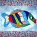 Fun and Funky Fish Wall Art Quilt Wall Hanging Batik Blue Ocean OOAK Handmade