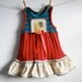 Toddler's Jumper Dress 2T Teal Burgundy Ruffle Lace Ducks Girl's Upcycled Children's Clothing 'OLIVIA'