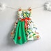 Fairy Tale Toddler Dress 2T Vintage Fabric Red Green White Girl's Jumper Dress Children's Upcycled Clothing 'GRETEL'